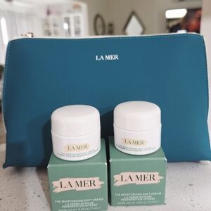 La Mer Moisturizing Soft Cream Set with Teal Pouch